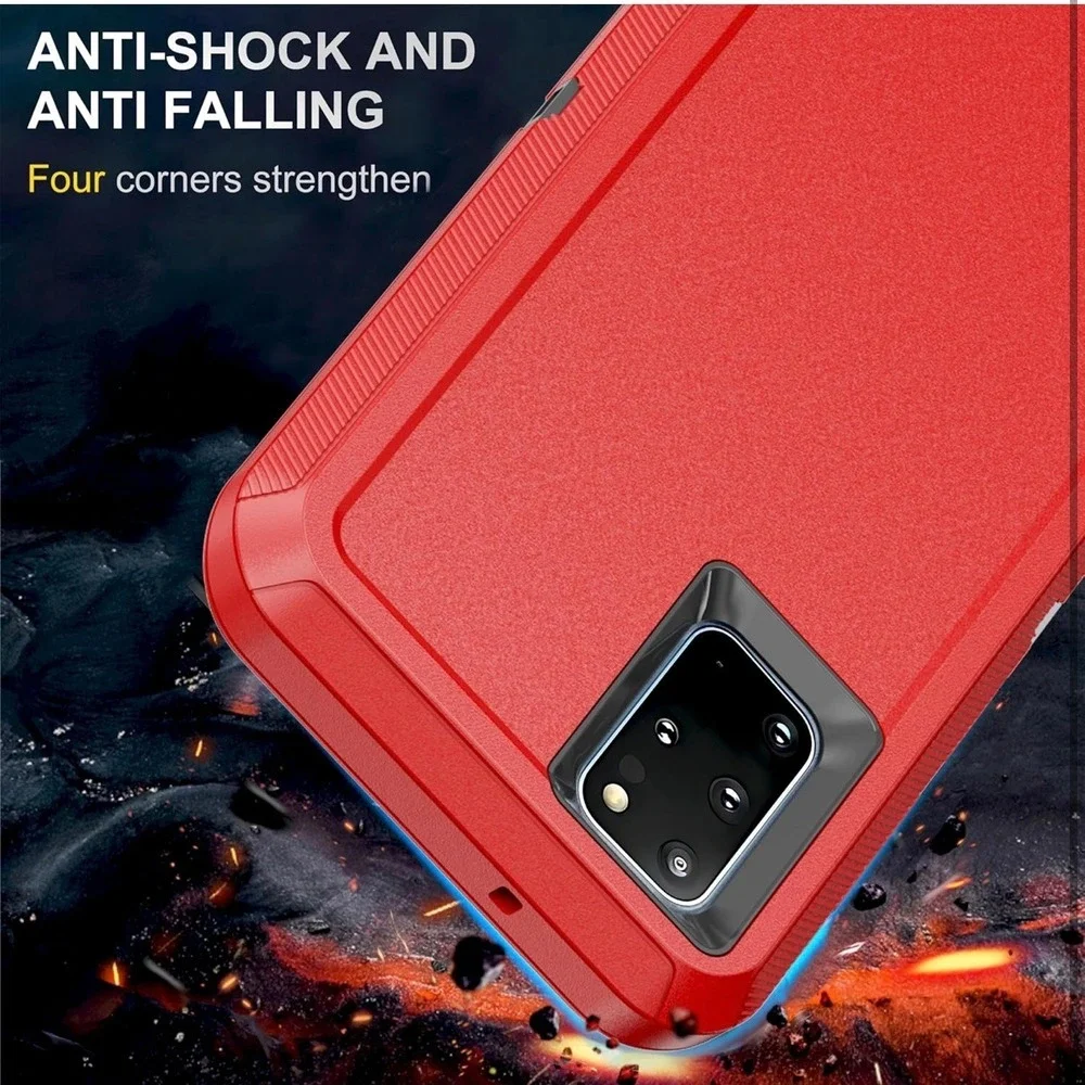 Heavy Duty Shockproof Phone Case‎ Cover for Galaxy S20+ Plus 5G Red